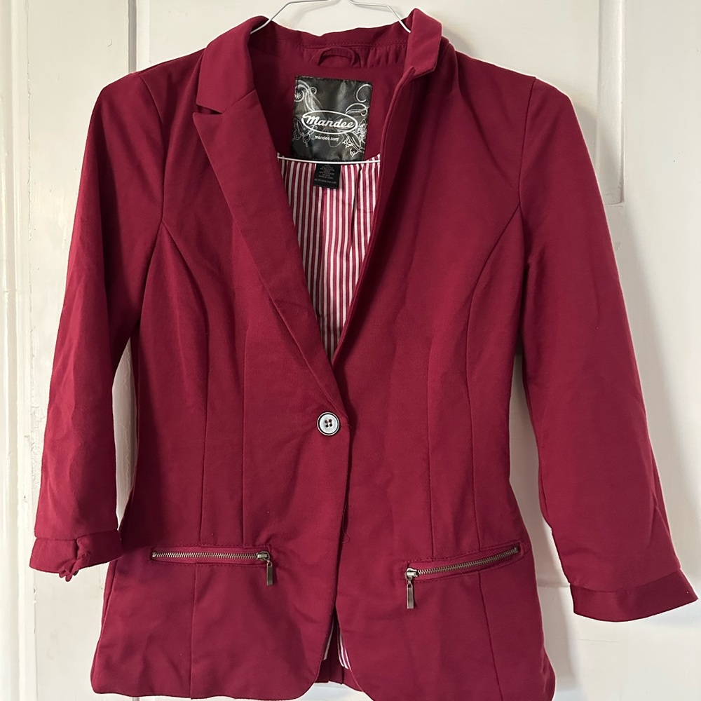 Mandee Women's burgundy Blazer Jacket Medium